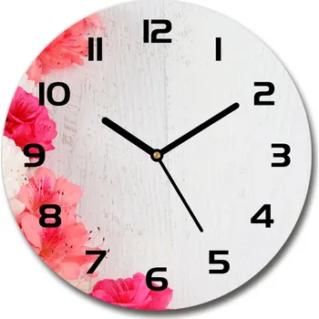 Hodiny Skleněné nástěnné hodiny kulaté Květiny