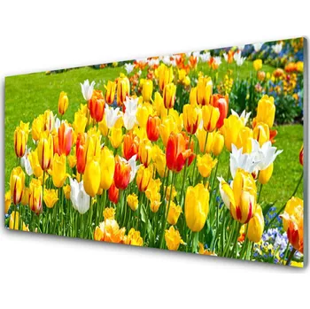 Obraz Obraz na skle Tulipány Květiny Příroda 120x60 cm 4 Přívěsky