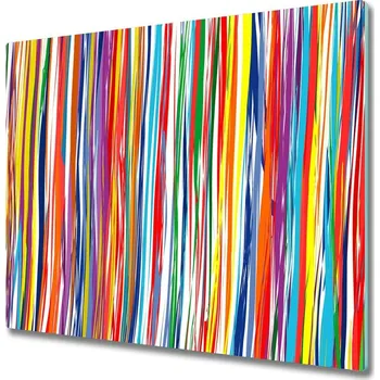Kuchyňské prkénko Skleněná krájecí deska Barevné pruhy 60x52 cm
