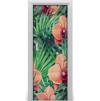 Fototapeta Samolepící fototapeta na dveře Orchidej a palmy 95x205 cm
