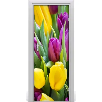 Fototapeta Samolepící fototapeta na dveře barevné tulipány 85x205 cm
