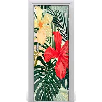 Fototapeta Samolepící fototapeta na dveře havajské květiny 85x205 cm