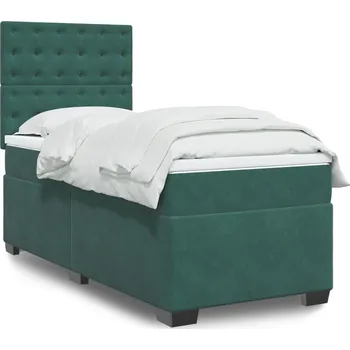 Ložnice vidaXL Box spring postel s matrací 90x200 cm samet [3290826] Barva: Tmavě zelená