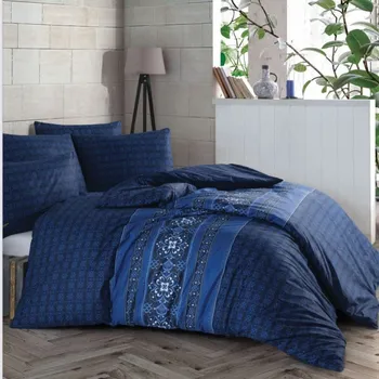 Povlečení Povlečení bavlněné Flavio modré TiaHome 2x Polštář 90x70 cm, 1x Přikrývka 200x220cm