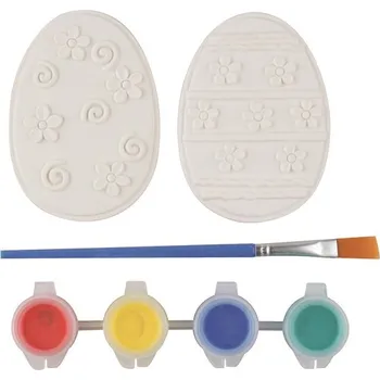 Velikonoční dekorace Předlohy velikonočních vajíček z polyresinu, 4 barvy, štětec