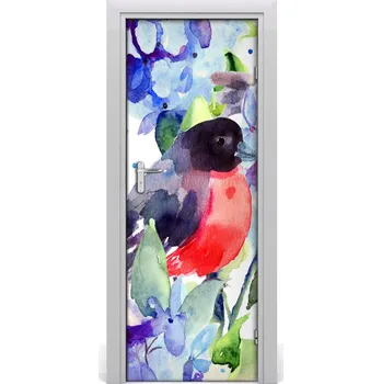 Fototapeta Samolepící fototapeta na dveře Ptáci a květiny 85x205 cm