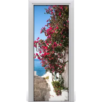 Fototapeta Fototapeta samolepící na dveře řecké uličky 85x205 cm