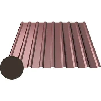 Střešní krytina RUUKKI Trapézové profily T20 tl. 0,5mm 50+ RR 032 Tmavě hnědá