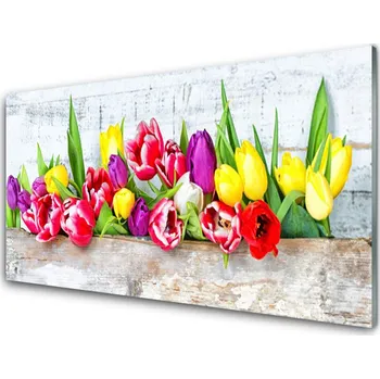 Obraz Obraz na skle Tulipány Květiny Příroda 120x60 cm 4 Přívěsky
