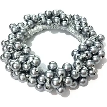 B-TOP Gumička do vlasů s perličkami Druh barvy: Šedá