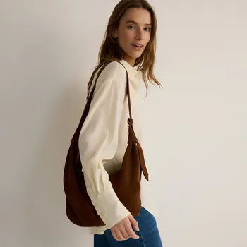 Kabelka Reserved - Semišovém kabelka přes rameno - hnědá - 355CN-88X - 355CN-88X-ONE