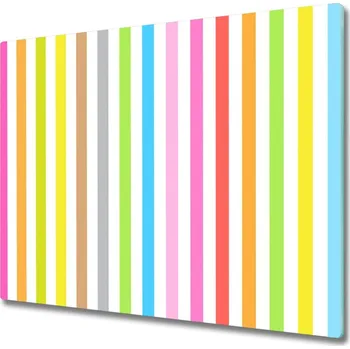 Kuchyňské prkénko Skleněná krájecí deska Barevné pruhy 60x52 cm