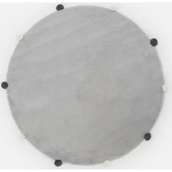 Koberec Šedý kulatý koberec s bambulemi 120 cm