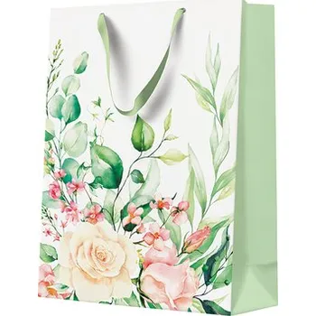 Dárková taška Zelená dárková taška FLORAL MOMENTS BIG 30x41 cm