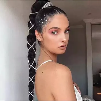 Souprava šperků B-TOP Dlouhý krystalový řetízek do vlasů