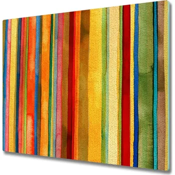 Kuchyňské prkénko Skleněná krájecí deska Barevné pruhy 60x52 cm