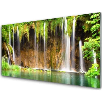 Obraz Obraz na skle Vodopád Jezero Příroda 125x50 cm 2 Přívěsky