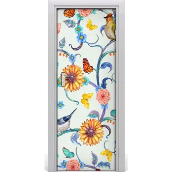 Fototapeta Samolepící fototapeta na dveře Motýli květiny 85x205 cm