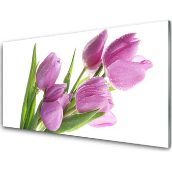 Obraz Obraz na skle Tulipány Květiny Rostlina 140x70 cm 2 Přívěsky