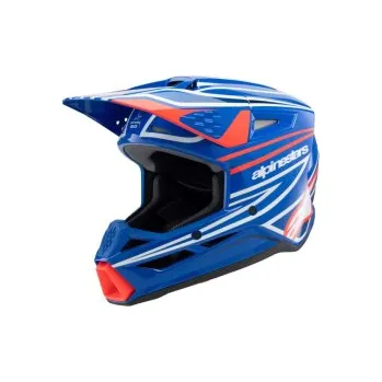 Helma na motorku Dětská Mx Helma Alpinestars SM3 Youth Wurx Helmet Blue/Red/White/Black Glossy, Velikost YM (50-51cm)