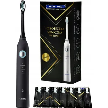 Péče o chrup Sonický kartáček zubní kartáček 8 náhradních hlavic SADA 3 režimy černý TECH-MED
