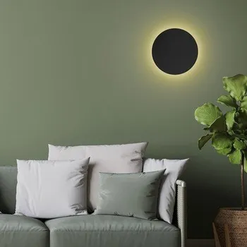 Nástěnné svítidlo Nástěnné minimalistické kulaté černé svítidlo LUNA NEW 30 cm