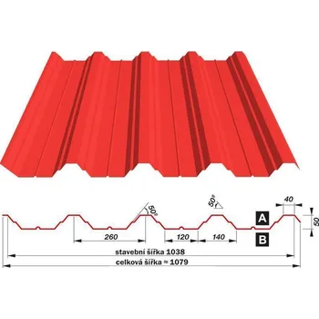 plechová krytina SATJAM Trapézové plechy SAT50 SAT50 0,63 mm 260/1038 AlZn