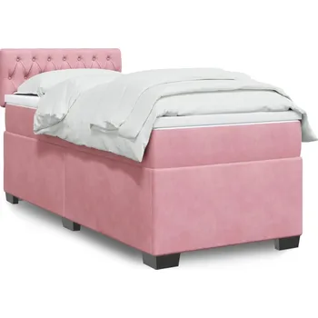Ložnice vidaXL Box spring postel s matrací 90x190 cm samet [3286192] Barva: Růžová