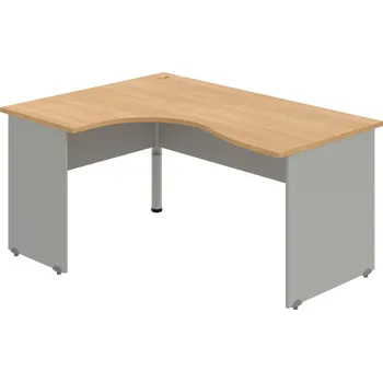 Psací stůl GE 2005 P – Stůl ergo pravý 160 × 120 cm - Dub , Šedá , Šedý kov