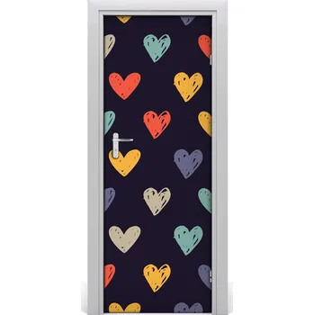 Fototapeta Samolepící fototapeta na dveře Barevná srdce 85x205 cm