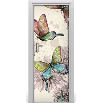 Fototapeta Samolepící fototapeta na dveře Barevní motýli 85x205 cm