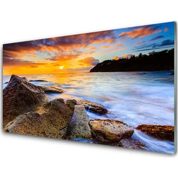 Obraz Obraz na skle Kameny Moře Krajina 125x50 cm 2 Přívěsky