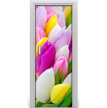 Fototapeta Samolepící fototapeta na dveře barevné tulipány 85x205 cm