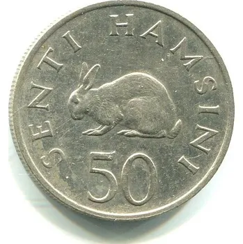 TANZÁNIE. 50 senti 1966. Zajíc.