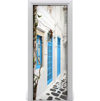 Fototapeta Fototapeta samolepící na dveře řecké uličky 85x205 cm