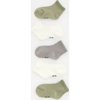 Kojenecké oblečení Reserved - Ponožky z bavlny 5 ks - pudrově zelená - 543ED-97X - 543ED-97X-K19