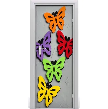 Fototapeta Samolepící fototapeta na dveře Barevní motýli 85x205 cm
