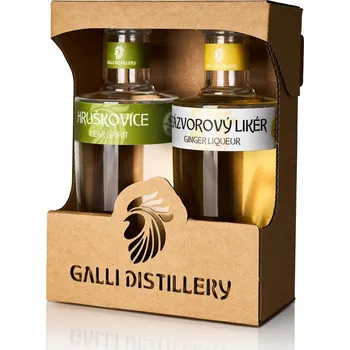 Pálenka GALLI DISTILLERY Dárkové balení HRUŠKOVICE 45% a ZÁZVOROVÝ LIKÉR 35%