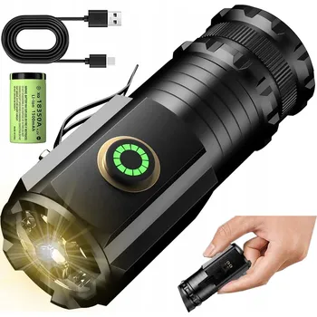 Svítilna LED TAKTICKÁ SVÍTILNA AKUMULÁTOR BATERIE USB VOJENSKÁ VODĚODOLNÁ PRO PŘEŽITÍ