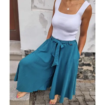 Dámská sukně Kulišárny DÁMSKÁ mušelínová kalhotová sukně SMARAGD VELIKOST: 40-42, DÉLKA: MIDI- pod kolena