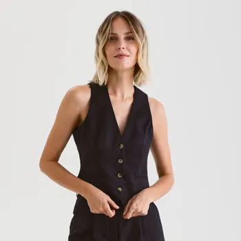 Reserved - Lněná vesta - černý - 550EI-99X - 550EI-99X-XS