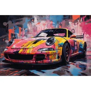 Plakát Plakát, Obraz - Sport Car GT911 in Graffiti Style