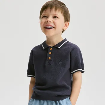 Chlapecká mikina Reserved - Polo tričko jako svetr - ocelově modrá - 548BF-95X - 548BF-95X-80