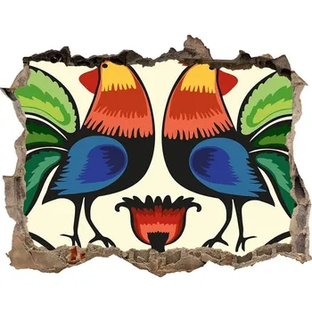 Fototapeta Díra 3D fototapeta na stěnu Kohouti lidový vzor