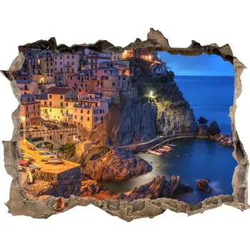 Fototapeta Fototapeta díra na zeď 3D Manarola Itálie