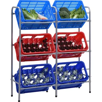 Dílenský regál vidaXL Skladový regál na 6 přepravek stříbrný 96 x 33 x 116 cm ocel [285213]