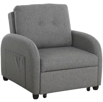 Sedací souprava DREAMER, křeslo rozkládací, látka šedá