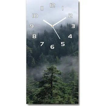 Hodiny Nástěnné skleněné hodiny Mlha nad lesem