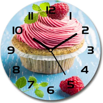 Hodiny Skleněné hodiny na stěnu Malinová bábovka