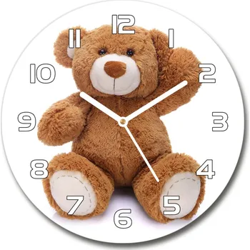 Hodiny Skleněné hodiny kulaté Plyšový medvídek